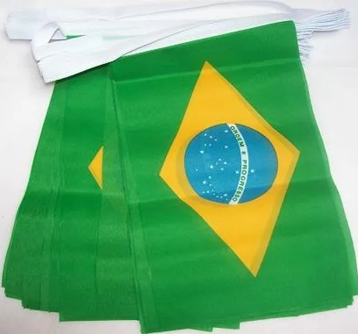 AZ FLAG Ghirlanda 6 Metri 20 Bandiere Brasile 21x15cm - Bandiera Brasiliana 15 x 21 cm - F...