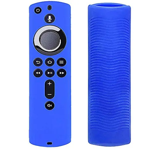 Ellenne  Custodia Silicone Cover Telecomando Protettiva per Amazon Fire TV 4K Alexa (Blu)