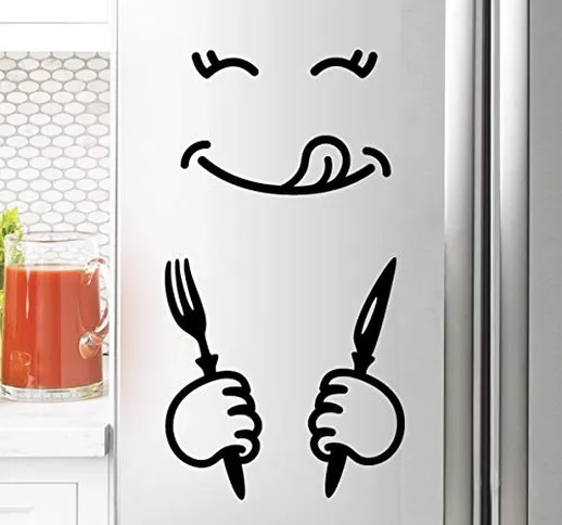 Sorriso Frigorifero Adesivo Divertente Vinile Wall Sticker Decalcomania Murale Cucina Fork...