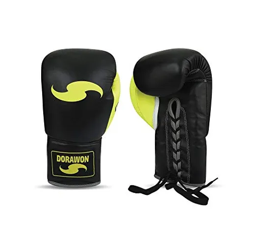 dorawon Guanti da boxe pelle professionale con gel aLacci Unisex adulto , Unisex adulto, Z...