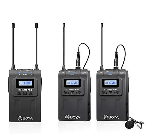 BOYA by-WM8 PRO-K2 UHF Dual-Channel Wireless Microfono con One Receiver e Two Transmitter