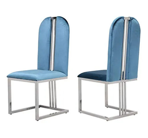 ADM - New Greece Serie Luxury - Coppia di sedie da Pranzo con Struttura in Acciaio Inox e...