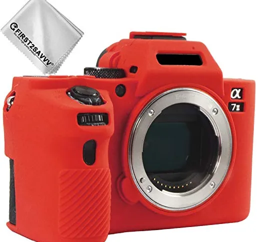 First2savvv rosso corpo pieno misura precisa TPU gomma custodia per fotocamera per Sony IL...