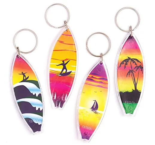 Baker Ross Portachiavi in plastica con tavola da surf (confezione da 8) - Tavola da surf c...