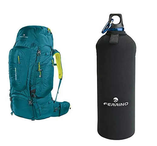 Ferrino Transalp, Zaino Da Hiking Ed Escursionismo Unisex, Verde, 60 L & Neo Drink, Borrac...
