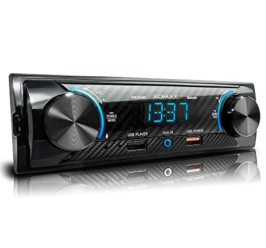 XOMAX XM-R280 Autoradio con FM, vivavoce Bluetooth, USB, MP3, AUX-IN, 1 DIN