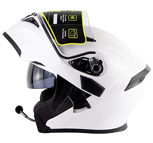 JIAND Casco Bluetooth, Casco modulare per Moto con Rivestimento Comfort Removibile Certifi...