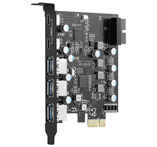 ULANSEN PCI-E a Tipo C (2), Tipo A (3) Scheda di espansione PCI Express a 5 porte USB 3.0...