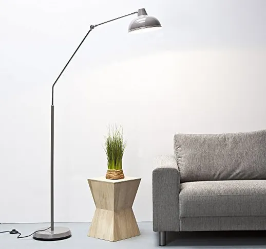 Grande lampada da terra retrò, altezza 1,9 m, proiezione 90 cm, diametro paralume 29 cm (g...