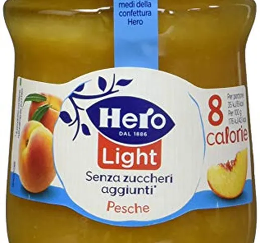 Hero Light Confettura Light Pesche senza zuccheri aggiunti - 1 Confezioni da 8 vasi x 280...