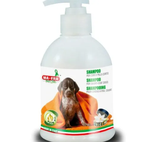 Ma-Fra, Shampoo per Cani a Pelo Corto, con Olio di Neem, Profumo di Talco, Protegge Il Man...