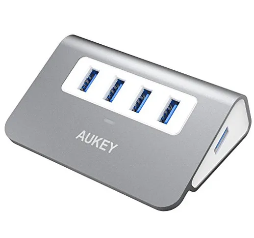 AUKEY Hub USB 3.0 4 Porte SuperSpeed 5Gbps in Alluminio con Cavo USB 3.0 100cm e LED Indic...