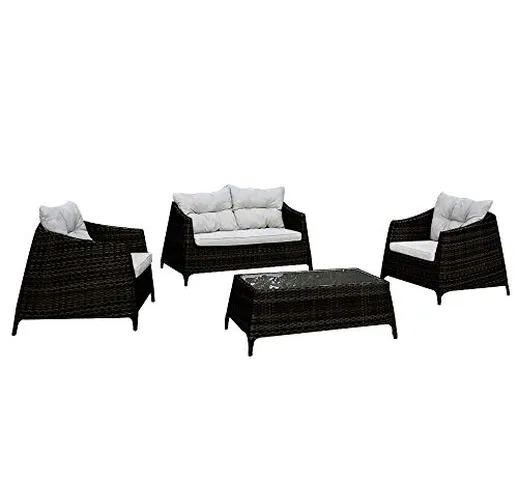 Set salottino in polyrattan divano poltrone tavolino design giardino M0906-22
