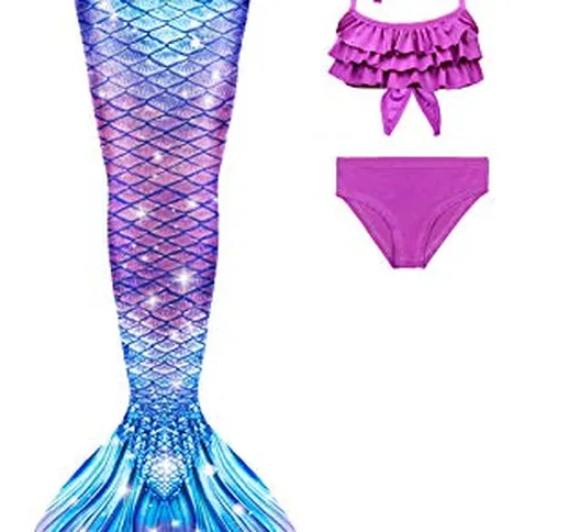 shepretty Coda di Sirena con Bikini per Bambina,G5+WJF74wupu,130