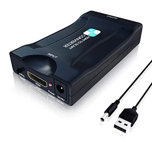 PORTHOLIC Convertitore da HDMI a SCART Adattatore Composito Video HD Audio Stereo Ingresso...
