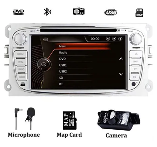 Autoradio stereo a doppia vibrazione per Ford Focus Mondeo Galaxy S-max 7 pollici Sat Nav...