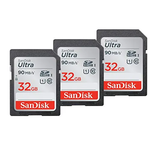 Sandisk Ultra 32 GB Sdhc Scheda di Memoria, Velocità Fino a 90 MB/Sec, Classe 10, Confezio...