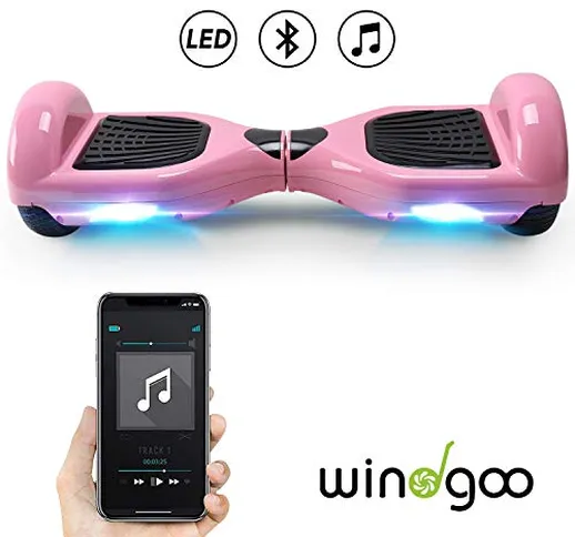 Windgoo Hoverboard Scooter Elettrico Autobilanciato, con Bluetooth e Luci LED, Ruote 6,5 P...