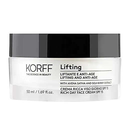 Korff Lifting Crema texture Ricca Viso Giorno, Effetto lifting con Acido Ialuronico e Bacc...