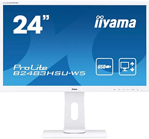 iiyama ProLite B2483HSU-W5 61cm (24") LED-Monitor Full-HD (VGA, HDMI, DisplayPort, USB2.0,...