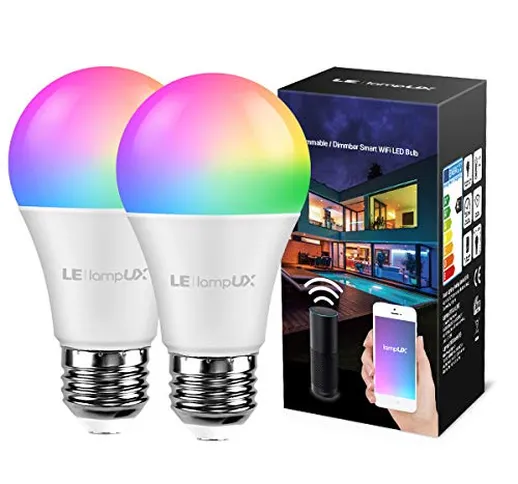 LE Lampadina LED Intelligente WiFi E27 RGBW 9W, Equivalente a 60W, Lampadina Smart Luce Di...