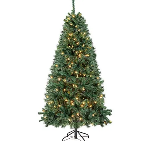 SALCAR Albero di Natale Artificiale con LED Luci Incorporate 180 cm, 798 Punte di Rami Alb...