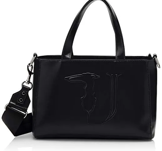 Trussardi Jeans T-Easy Tote MD Ecoleather Mono, Borsa Donna, Nero (Black On Tone), 30x21x1...