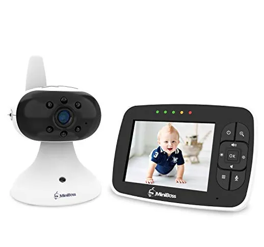 MiniBoss Baby Monitor Audio Video Babyphone con 3.5 LCD Wireless Fotocamera Digitale per V...
