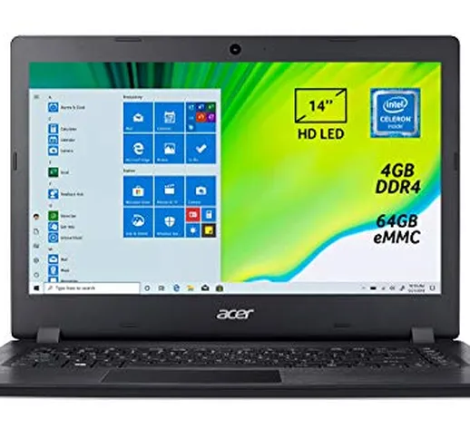 Acer Aspire 1 A114-32-C717 Notebook con Processore Intel Celeron N4000, Ram da 4 GB DDR4,...