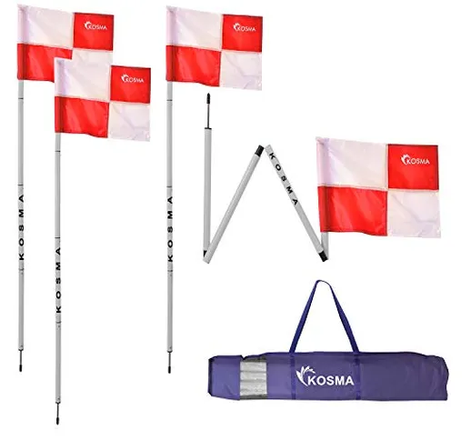 Kosma - Set di 4 bandierine angolari pieghevoli per allenamento di calcio, dimensioni: 5 m...