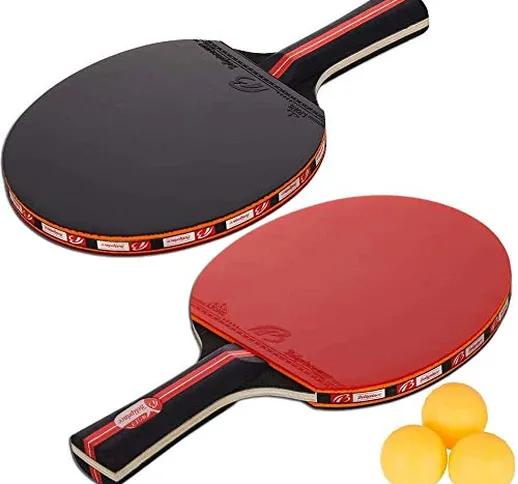 Amaza Set da Ping Pong Professionale con Borsa per Il Trasporto Portatile - 2 Racchette in...