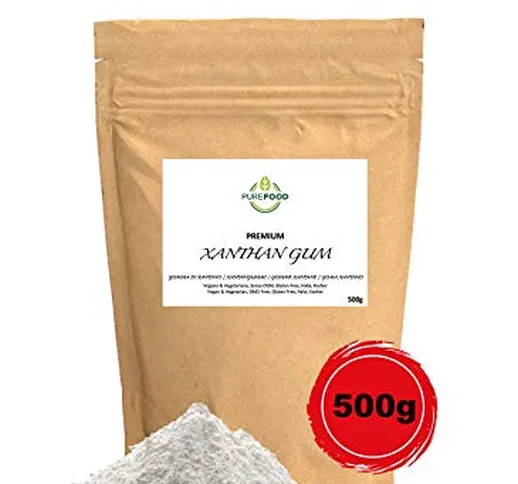 Gomma di Xantano 500g in Polvere per Cucinare | Ebook OMAGGIO con 12 Ricette | Addensante...