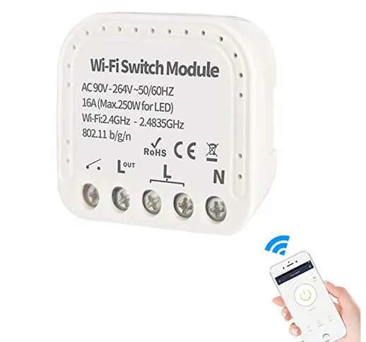 Interruttore WiFi wireless smart switch modulo da incasso compatibile Alexa, Google Home,...