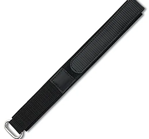Eichmüller, cinturino per orologio, in tessuto, con chiusura in velcro, 22 mm, colore: ner...