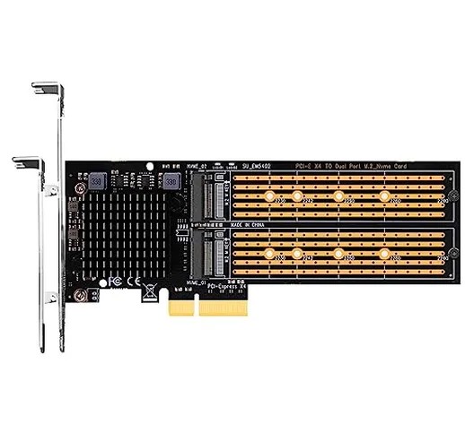 GLOTRENDS Dual M.2 PCIe NVMe Adapter con Biforcazione PCIe, supporto 2 x M.2 PCIe 3.0 SSD,...