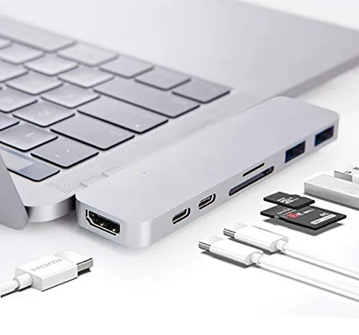 HYPER Guidare Adattatore USB C, Sanho Type-C Duo Hub 50Gbps per MacBook PRO 13" 15" 16‘’ 2...