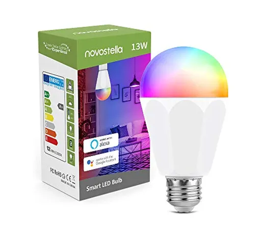 13W 1300LM Lampadina Alexa Smart LED E27, Novostella Lampada Wifi Luci Intelligente Dimmer...