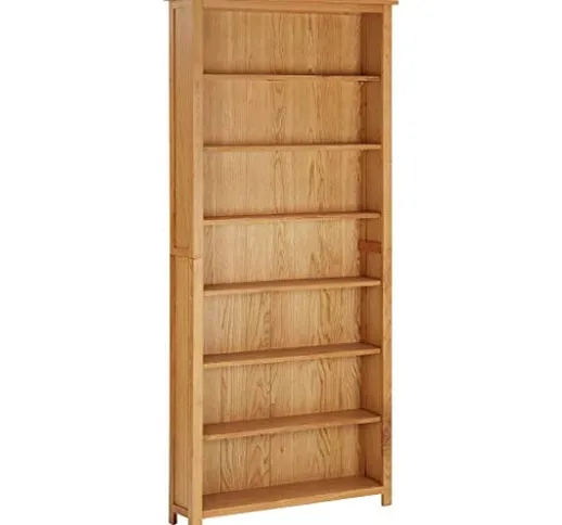 vidaXL Libreria a 6 scomparti, 90 × 22,5 × 200 cm, legno massello di quercia