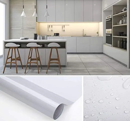 KINLO Adesivi da Cucina per mobili 0.6M*5M(1 Rotolo) Grigio Nessuna Colla PVC Impermeabile...