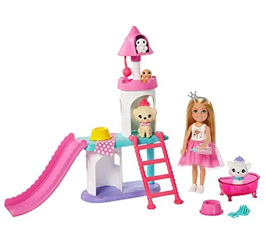 Barbie- Princess Adventure, ​Playset Castello dei Cuccioli di Chelsea con Bambola, 4 Acces...
