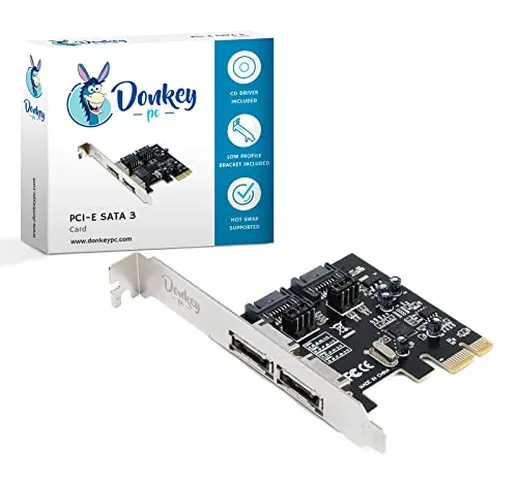 Donkey pc PCI express card 2 porte SATA 3.0 + 2 ESATA. Scheda di espansione PCIe adattator...