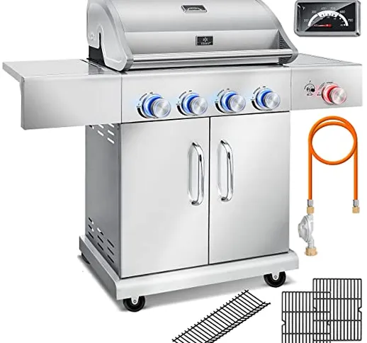 KESSER® Barbecue a Gas Master BBQ con termometro a infrarossi e Grill da 800°C, Illuminazi...