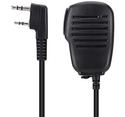 M ugast Microfono Altoparlante di Walkie Talkie Impermeabile a 2 Pin con PTT, Universale p...