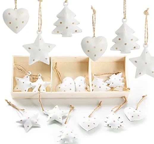 Logbuch-Verlag 18 piccoli ciondoli di Natale in metallo bianco oro a pois – Ciondolo in me...