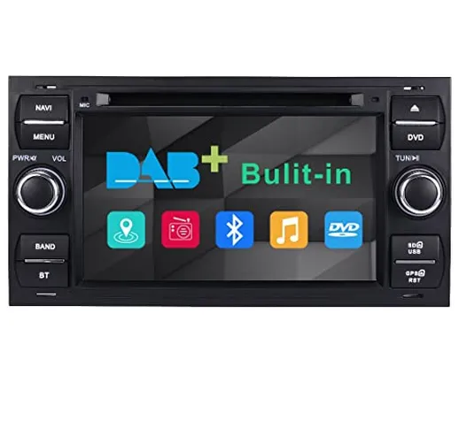 Autoradio 2 Din DAB (Integrata) Radio Compatibile con Ford Focus Fiesta Kuga C/S-Max Trans...