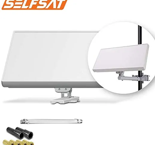 Selfsat H21D+ - Antenna piatta satellitare per partecipanti alla TV, con passacavo, cavo F...