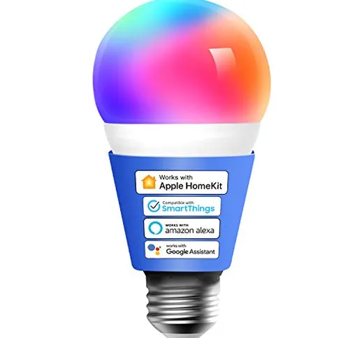 meross Lampadine Wifi Intelligente LED, Dimmerabile Multicolore E27 Luce 60W Smart Light R...