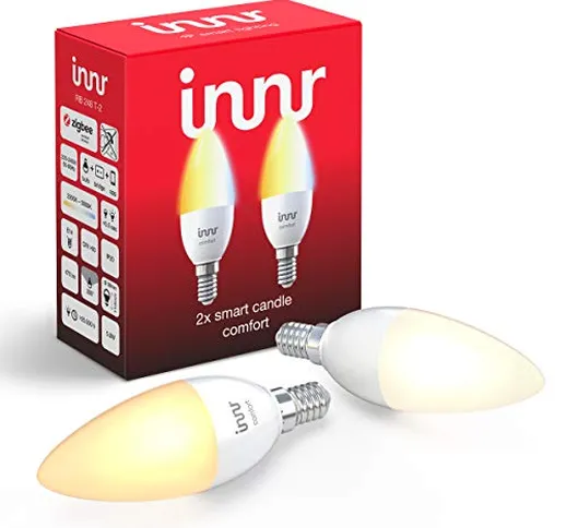 Innr E14 Tunable White Lampadina LED, funziona con Philips Hue*, Alexa & Google (Hub Richi...