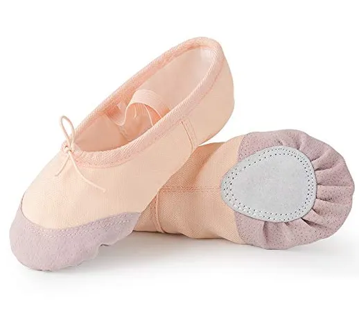 Soudittur Scarpette da Danza Classica Tela Scarpe da Ballerina Ballo per Bambina Ragazze D...