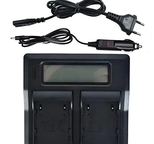 DSTE® - Caricatore a doppia batteria con schermo LCD da 1,5 A per Canon BP-A30, BP-A60, BP...